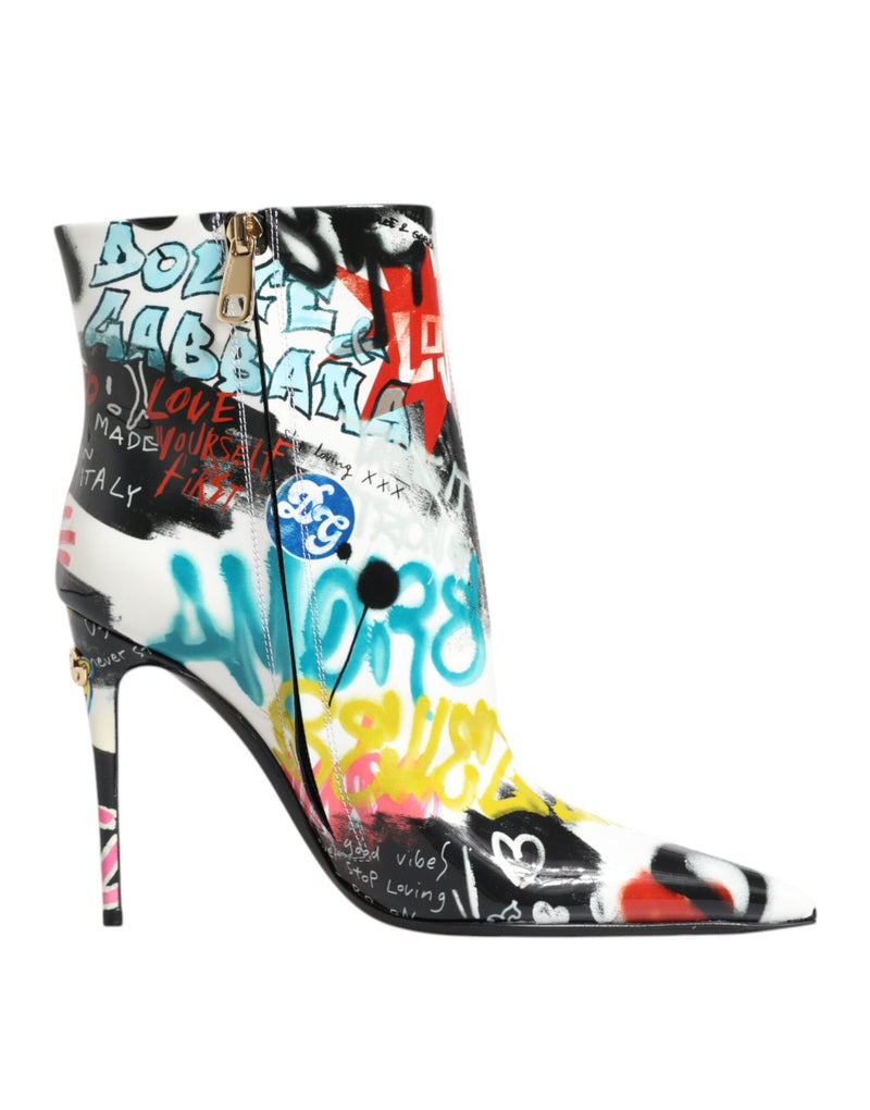 Multicolor Graffiti Keira Mid Calf Boots Shoes-Dolce & Gabbana-LabelTerrace.com