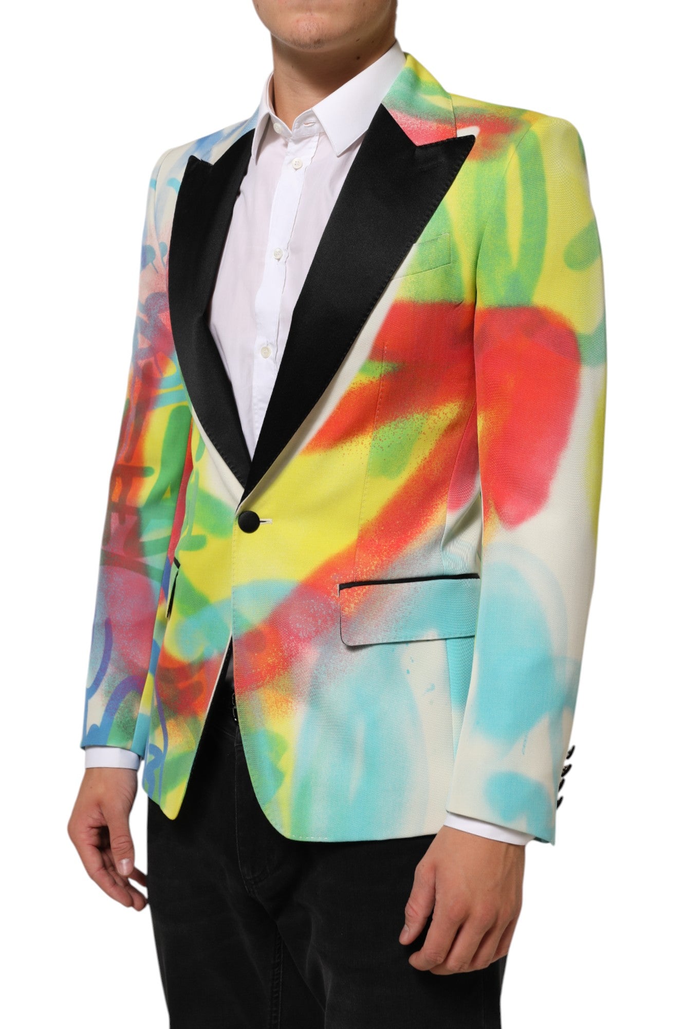 Multicolor Graffiti SICILIA 1 Button Men Suit Blazer-Dolce & Gabbana-LabelTerrace.com