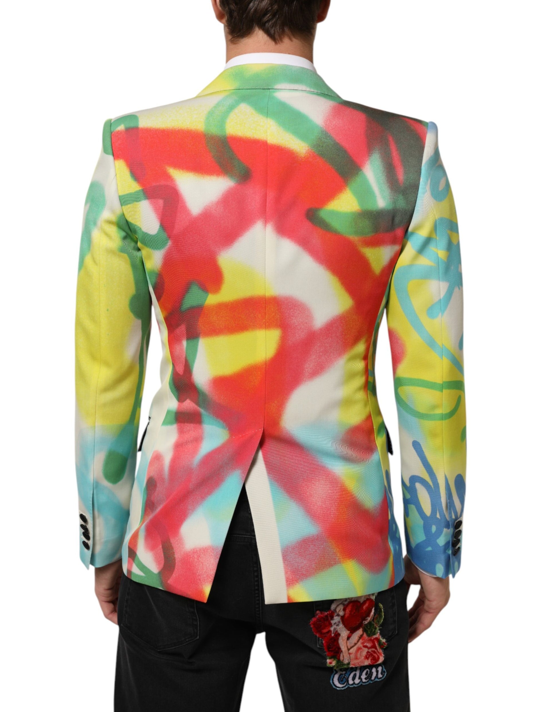 Multicolor Graffiti SICILIA 1 Button Men Suit Blazer-Dolce & Gabbana-LabelTerrace.com