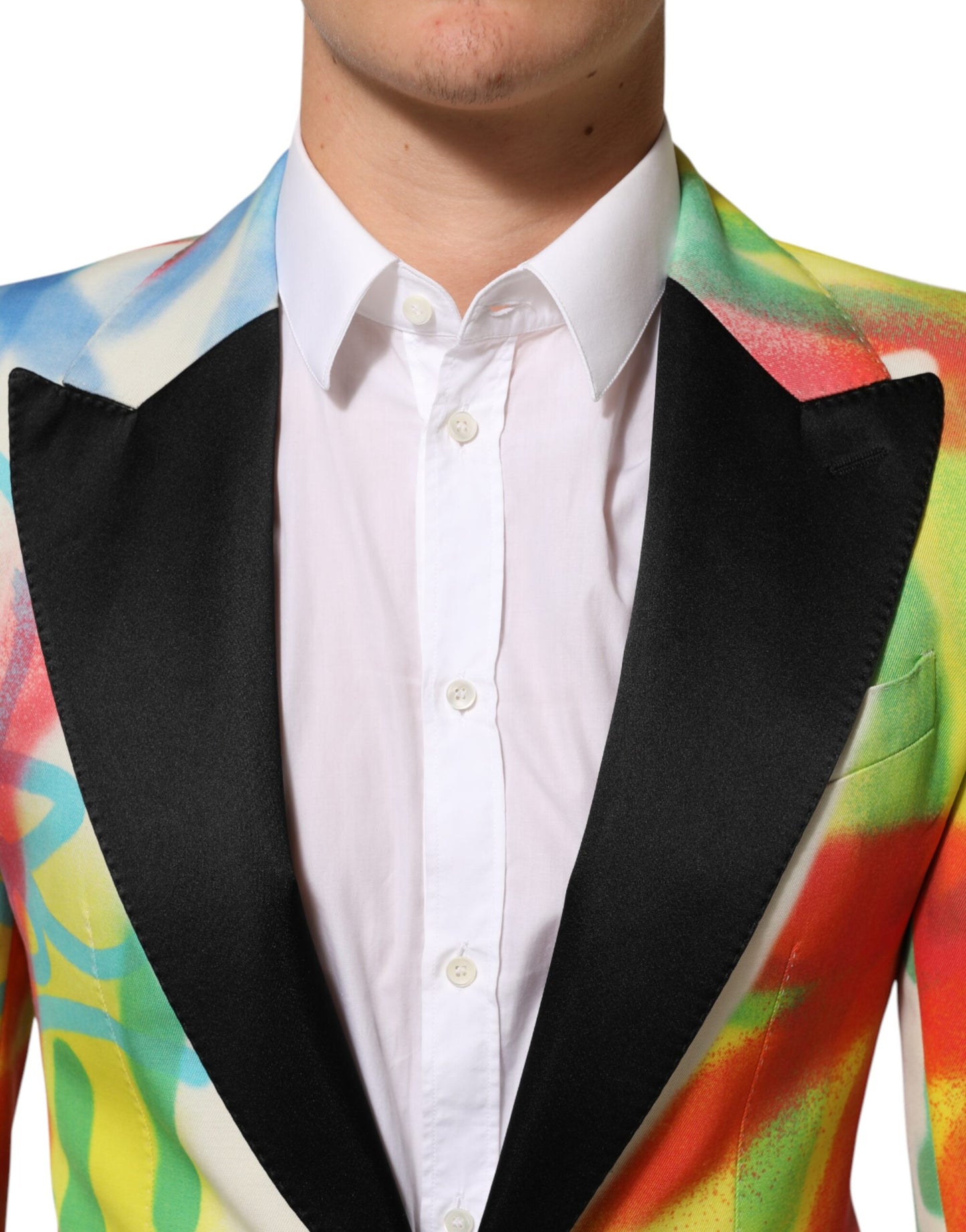 Multicolor Graffiti SICILIA 1 Button Men Suit Blazer-Dolce & Gabbana-LabelTerrace.com