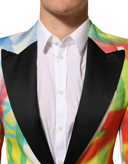 Multicolor Graffiti SICILIA 1 Button Men Suit Blazer-Dolce & Gabbana-LabelTerrace.com