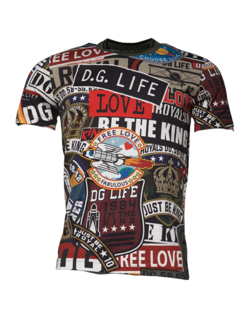 Multicolor Graphic Print Cotton Crew Neck T-shirt-Dolce & Gabbana-LabelTerrace.com