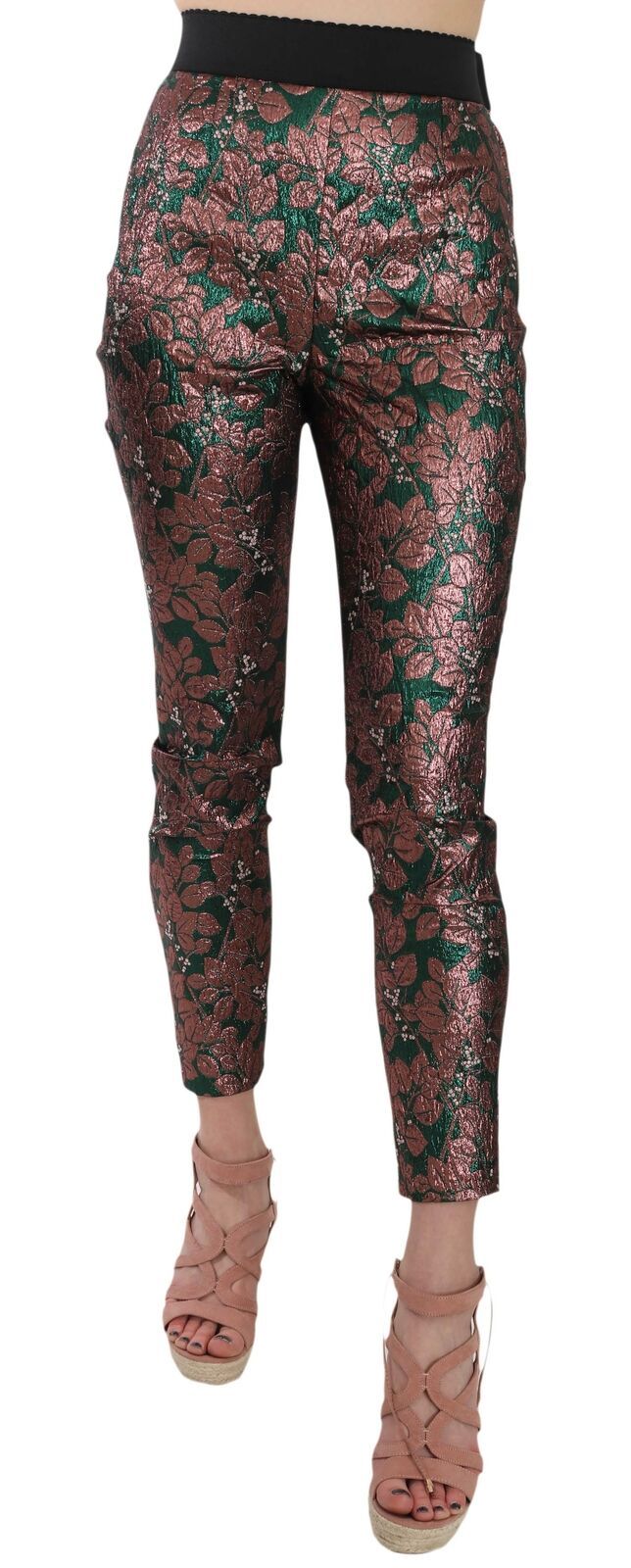 Multicolor Iridescent Brocade Jacquard Trousers Crop Pants-Dolce & Gabbana-LabelTerrace.com