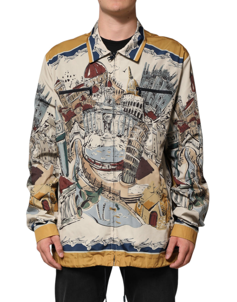 Multicolor Italian Motif Men Bomber Jacket-Dolce & Gabbana-LabelTerrace.com