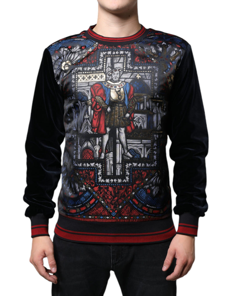 Multicolor Jacquard Crew Neck Sweatshirt Sweater-Dolce & Gabbana-LabelTerrace.com