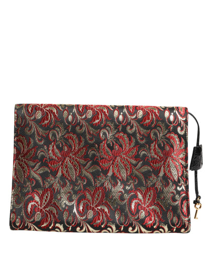 Multicolor Jacquard Floral Document Briefcase Bag-Dolce & Gabbana-LabelTerrace.com