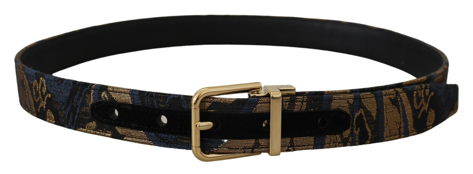 Multicolor Jacquard Leather Logo Buckle Belt-Dolce & Gabbana-LabelTerrace.com