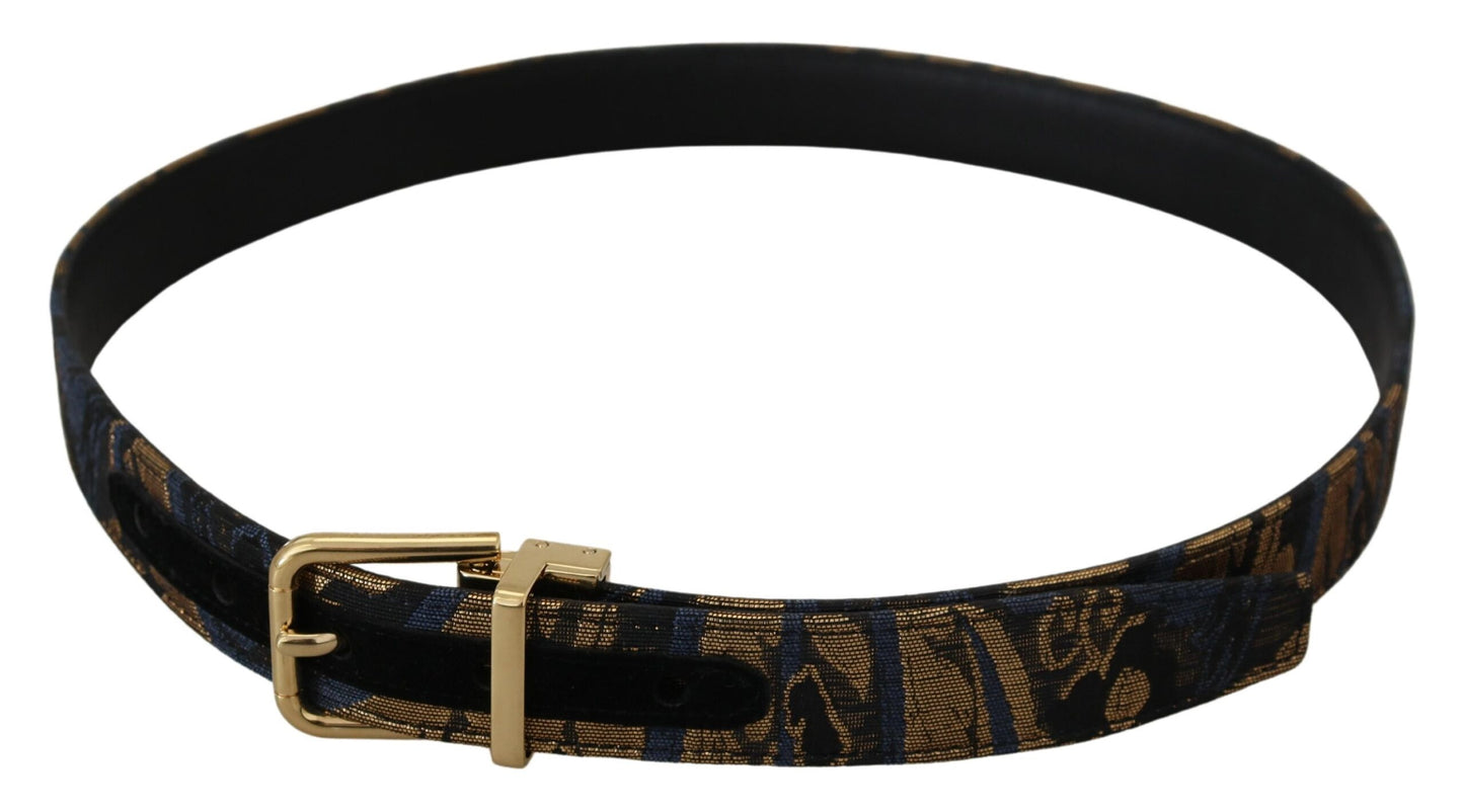Multicolor Jacquard Leather Logo Buckle Belt-Dolce & Gabbana-LabelTerrace.com