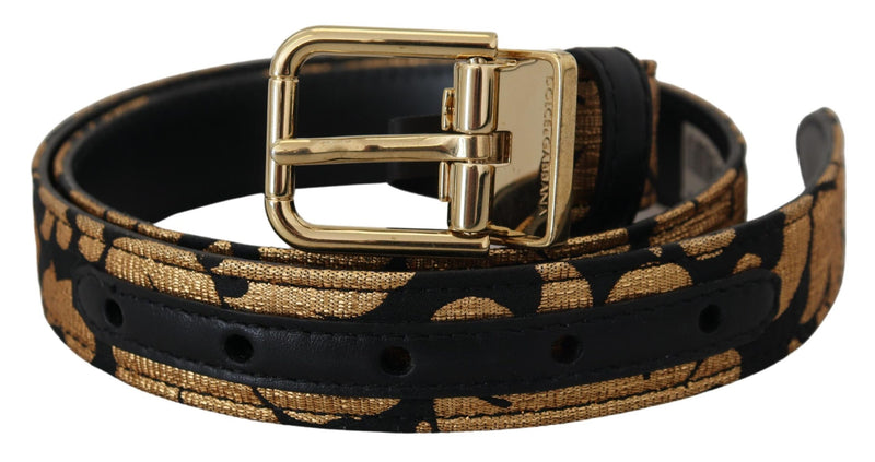 Multicolor Jacquard Leather Logo Buckle Belt-Dolce & Gabbana-LabelTerrace.com
