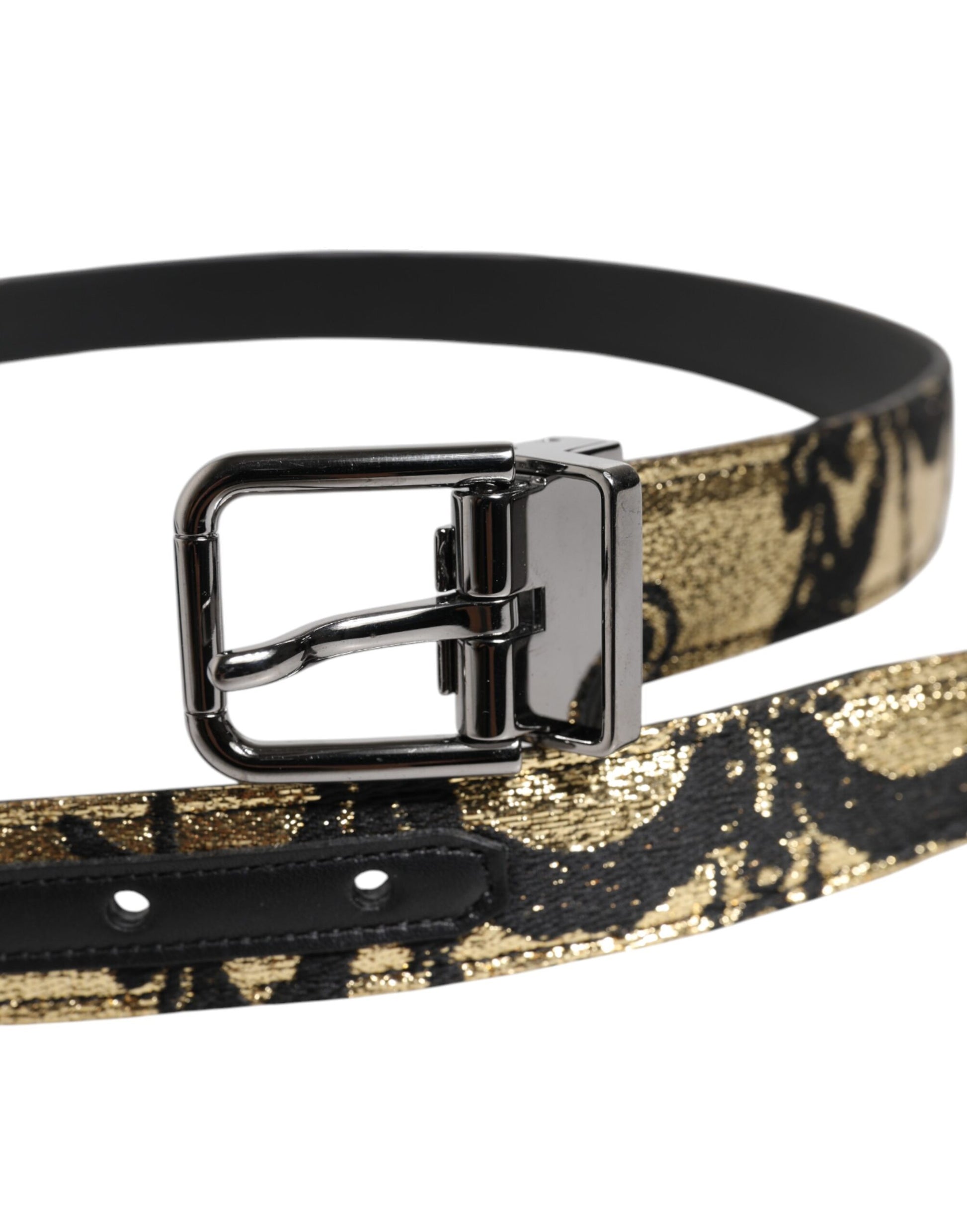 Multicolor Jacquard Leather Metal Buckle Belt-Dolce & Gabbana-LabelTerrace.com