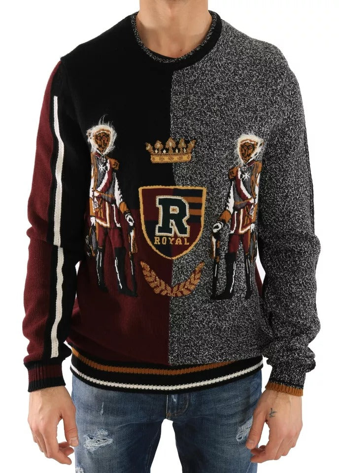 Multicolor KING Knight Monkey Knitted Cashmere Wool Sweater-Dolce & Gabbana-LabelTerrace.com