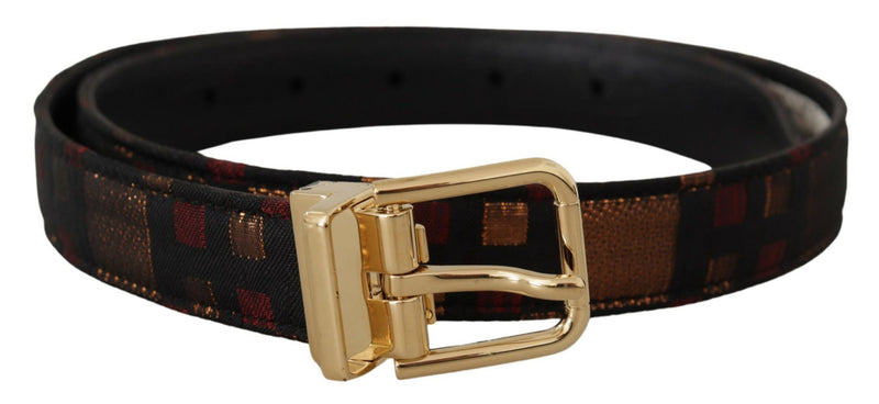 Multicolor Leather Jacquard Gold Metal Buckle Belt-Dolce & Gabbana-LabelTerrace.com