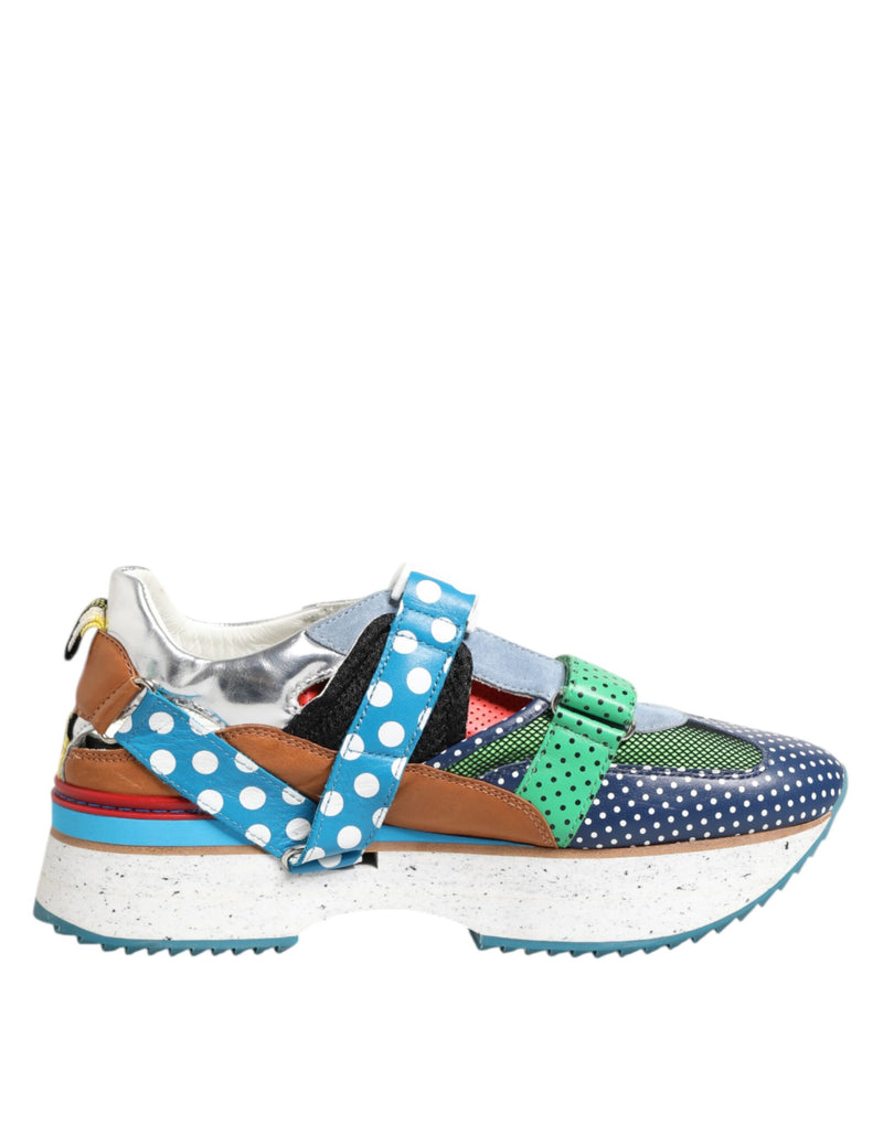 Multicolor Leather Low Top Sneakers Shoes-Dolce & Gabbana-LabelTerrace.com