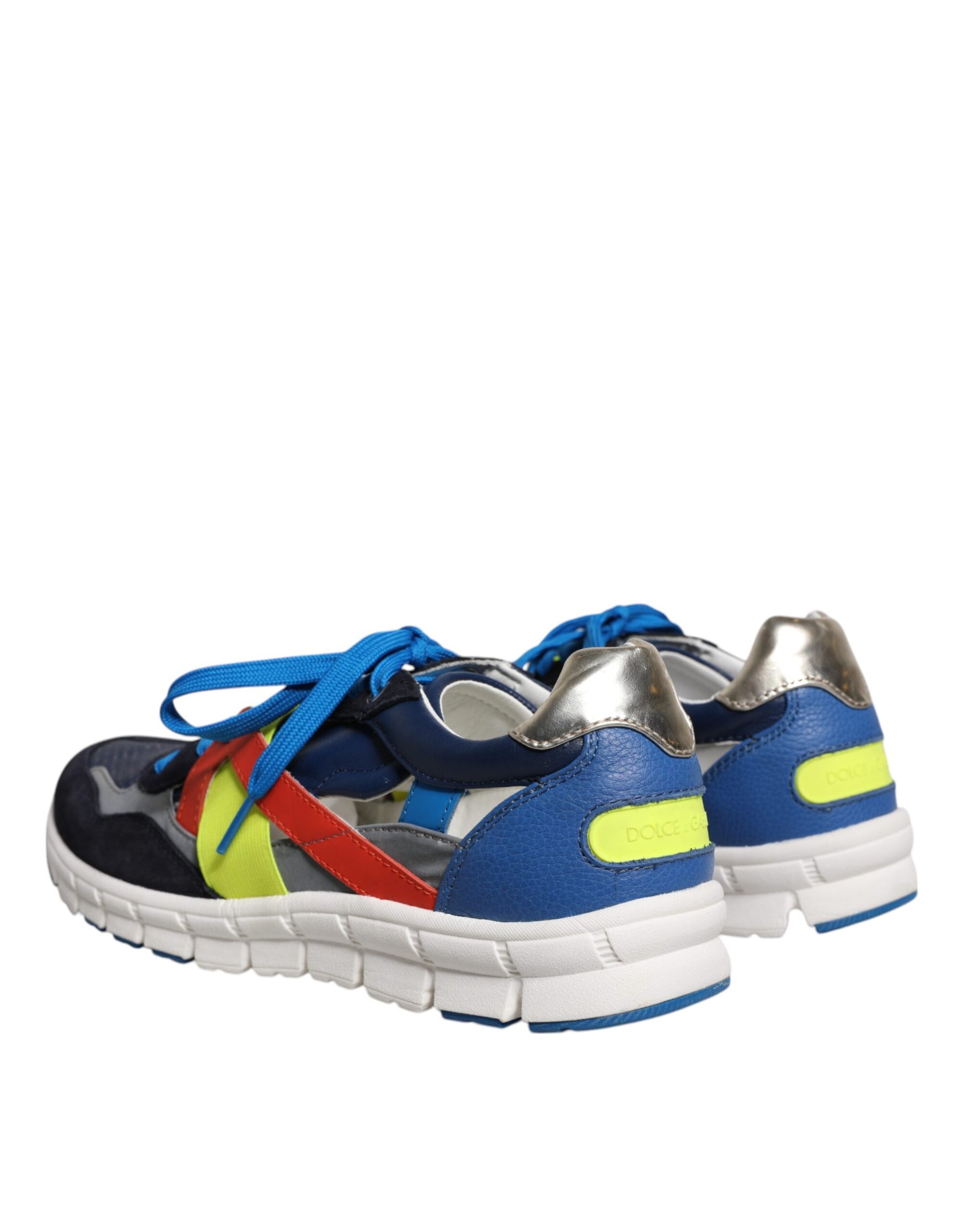 Multicolor Leather Suede Low Top Sneakers Shoes-Dolce & Gabbana-LabelTerrace.com