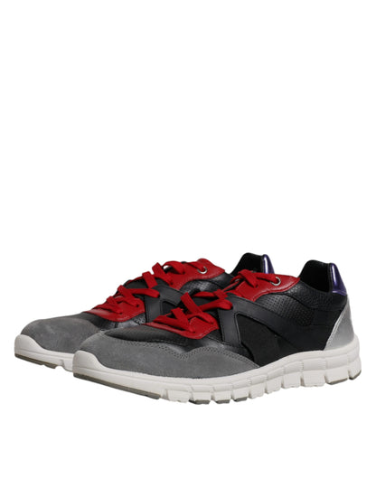 Multicolor Leather Suede Low Top Sneakers Shoes-Dolce & Gabbana-LabelTerrace.com