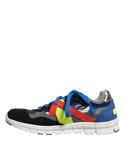 Multicolor Leather Suede Low Top Sneakers Shoes-Dolce & Gabbana-LabelTerrace.com