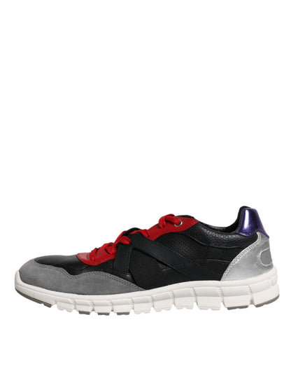 Multicolor Leather Suede Low Top Sneakers Shoes-Dolce & Gabbana-LabelTerrace.com