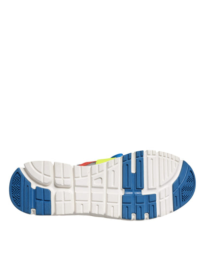 Multicolor Leather Suede Low Top Sneakers Shoes-Dolce & Gabbana-LabelTerrace.com
