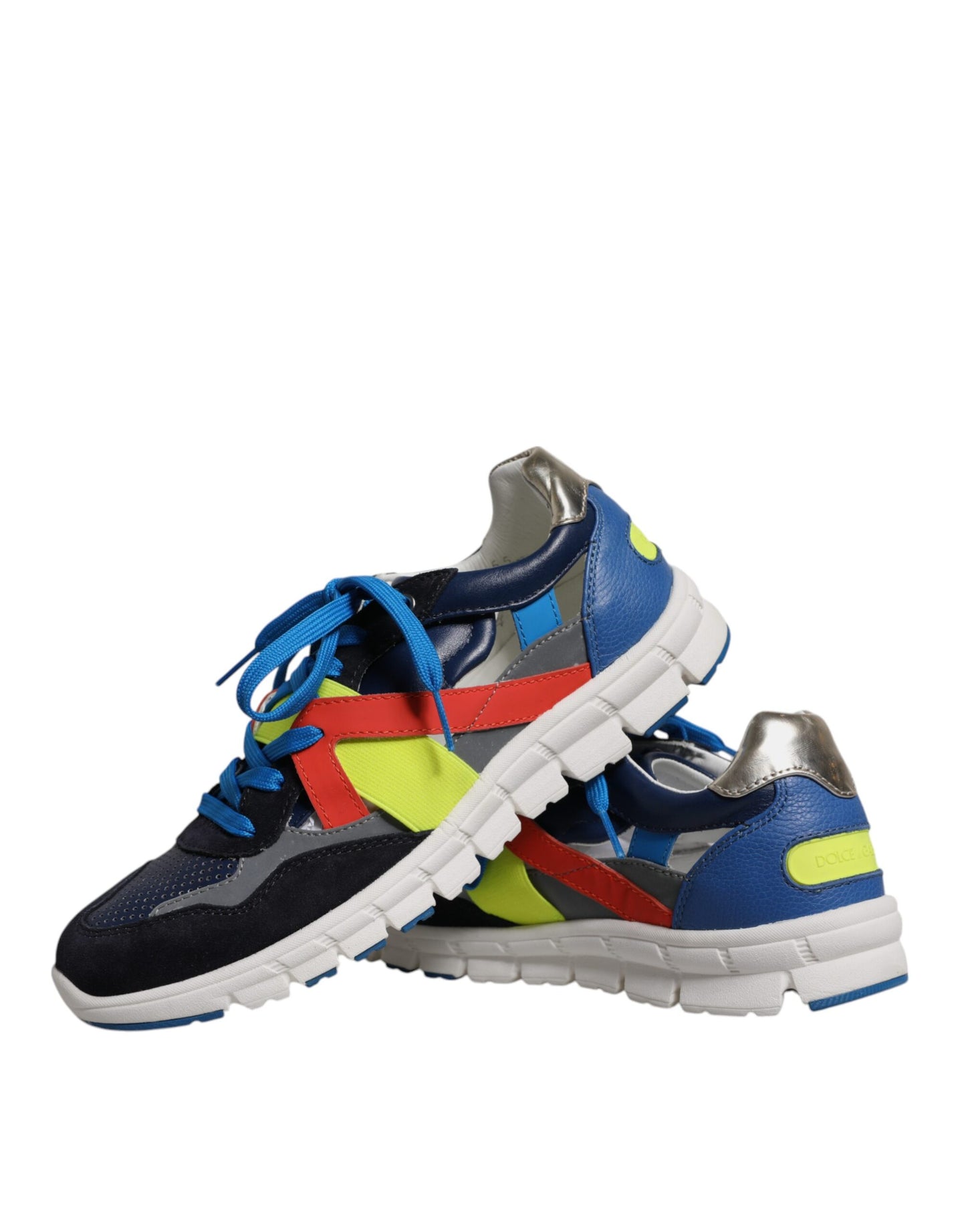 Multicolor Leather Suede Low Top Sneakers Shoes-Dolce & Gabbana-LabelTerrace.com