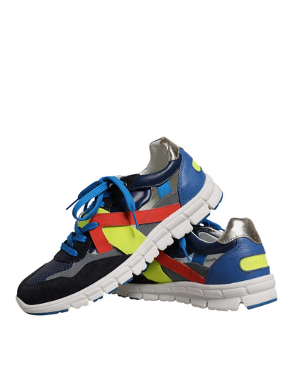 Multicolor Leather Suede Low Top Sneakers Shoes-Dolce & Gabbana-LabelTerrace.com