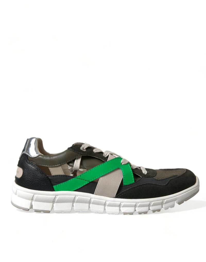 Multicolor Leather Suede Low Top Sneakers Shoes-Dolce & Gabbana-LabelTerrace.com
