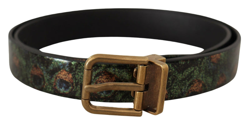 Multicolor Leather Vernice Pavone Bronze Metal Belt-Dolce & Gabbana-LabelTerrace.com