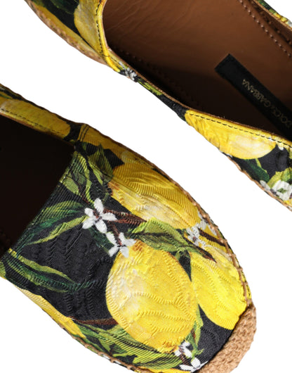 Multicolor Lemon Slip On Espadrilles Shoes-Dolce & Gabbana-LabelTerrace.com