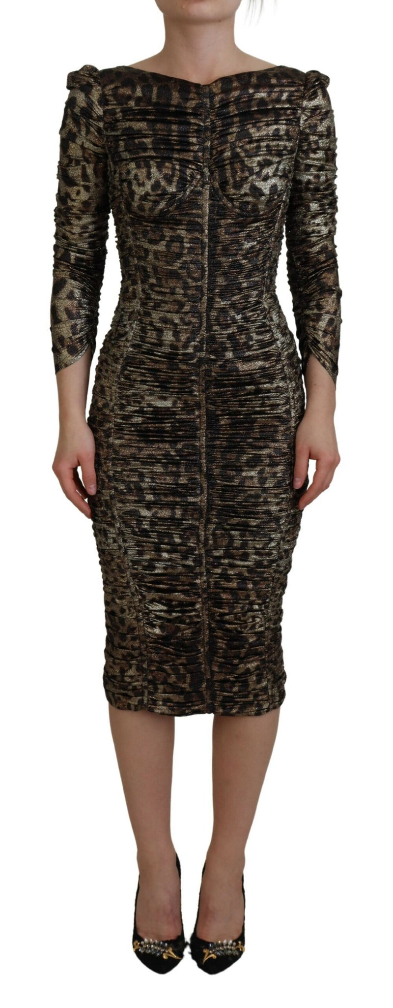 Multicolor Leopard Bodycon Sheath Midi Dress-Dolce & Gabbana-LabelTerrace.com