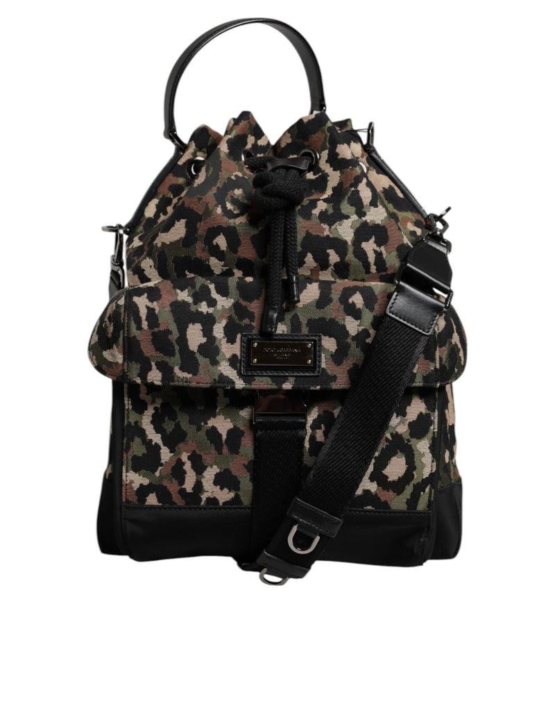 Multicolor Leopard Cotton Shoulder Bucket Bag-Dolce & Gabbana-LabelTerrace.com