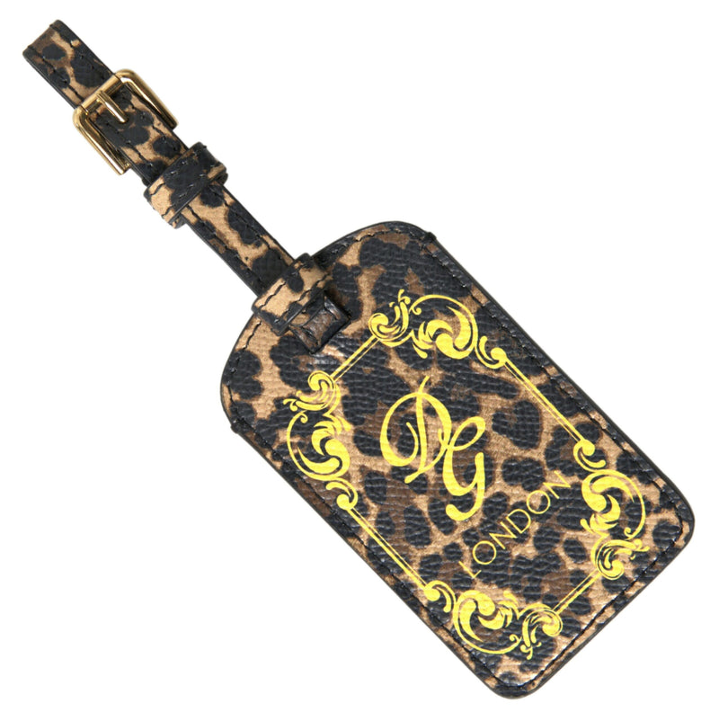 Multicolor Leopard Dauphine Leather DG Logo Luggage Tag-Dolce & Gabbana-LabelTerrace.com