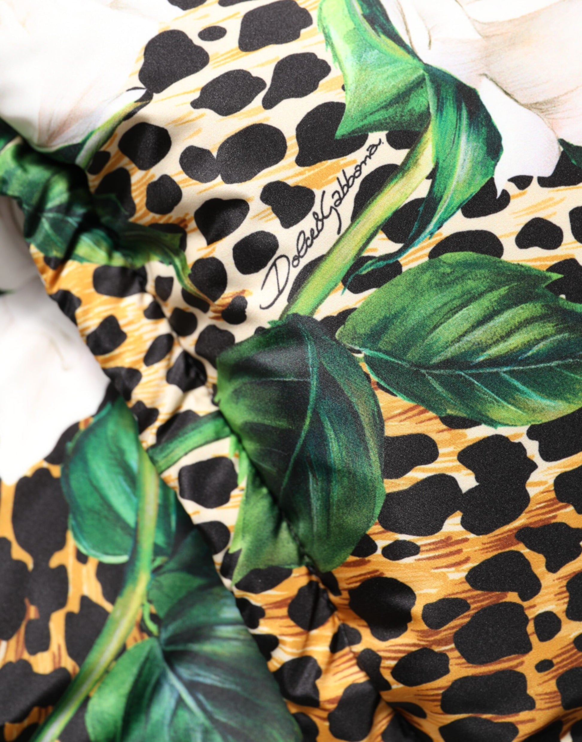 Multicolor Leopard Rose Puffer Quilted Jacket-Dolce & Gabbana-LabelTerrace.com