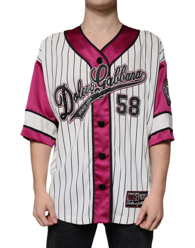 Multicolor Logo Jersey Button V-neck T-shirt-Dolce & Gabbana-LabelTerrace.com