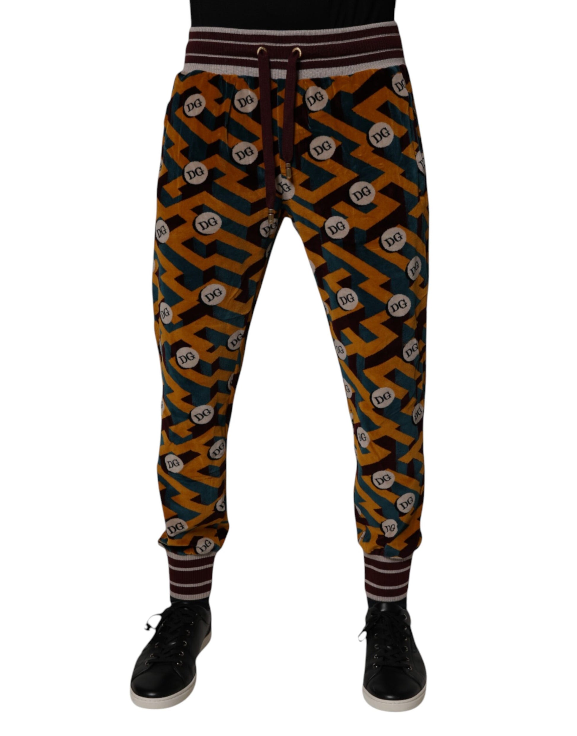 Multicolor Logo Monogram Jogger Sweatpants Pants-Dolce & Gabbana-LabelTerrace.com