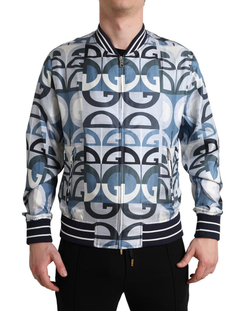Multicolor Logo Print Bomber Blouson Jacket-Dolce & Gabbana-LabelTerrace.com