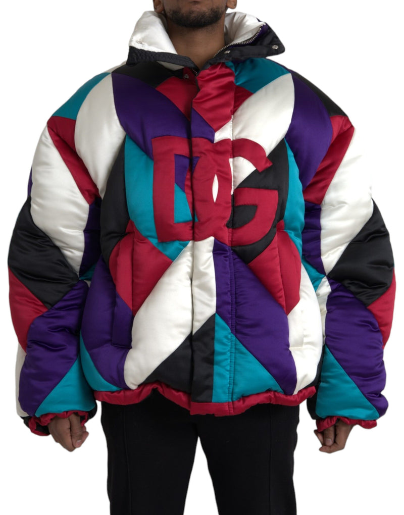 Multicolor Logo Windbreaker Puffer Jacket-Dolce & Gabbana-LabelTerrace.com