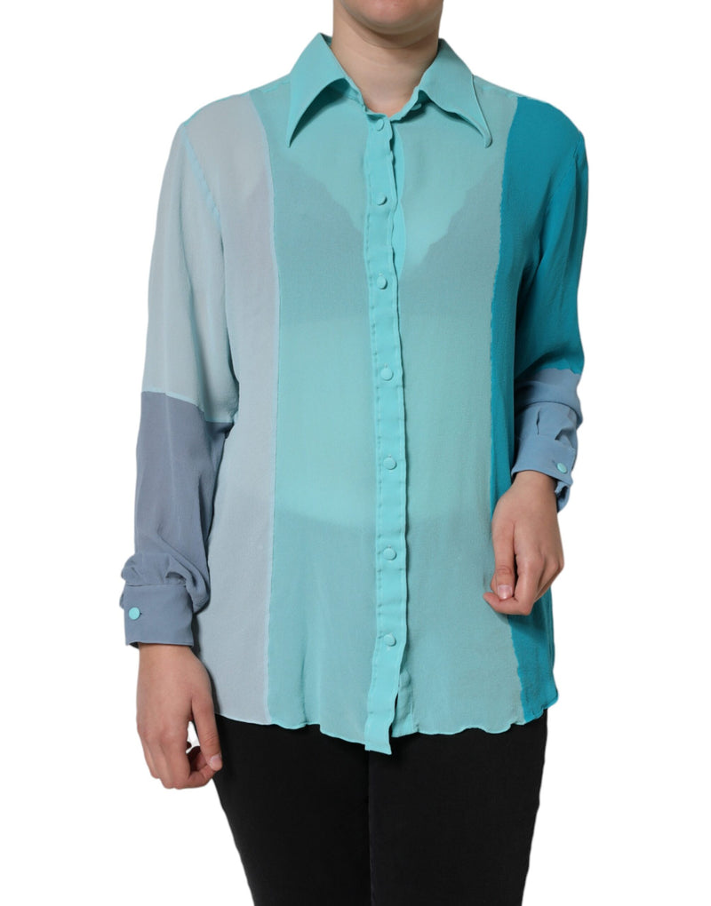 Multicolor Long Sleeve Button Blouse Top-Dolce & Gabbana-LabelTerrace.com