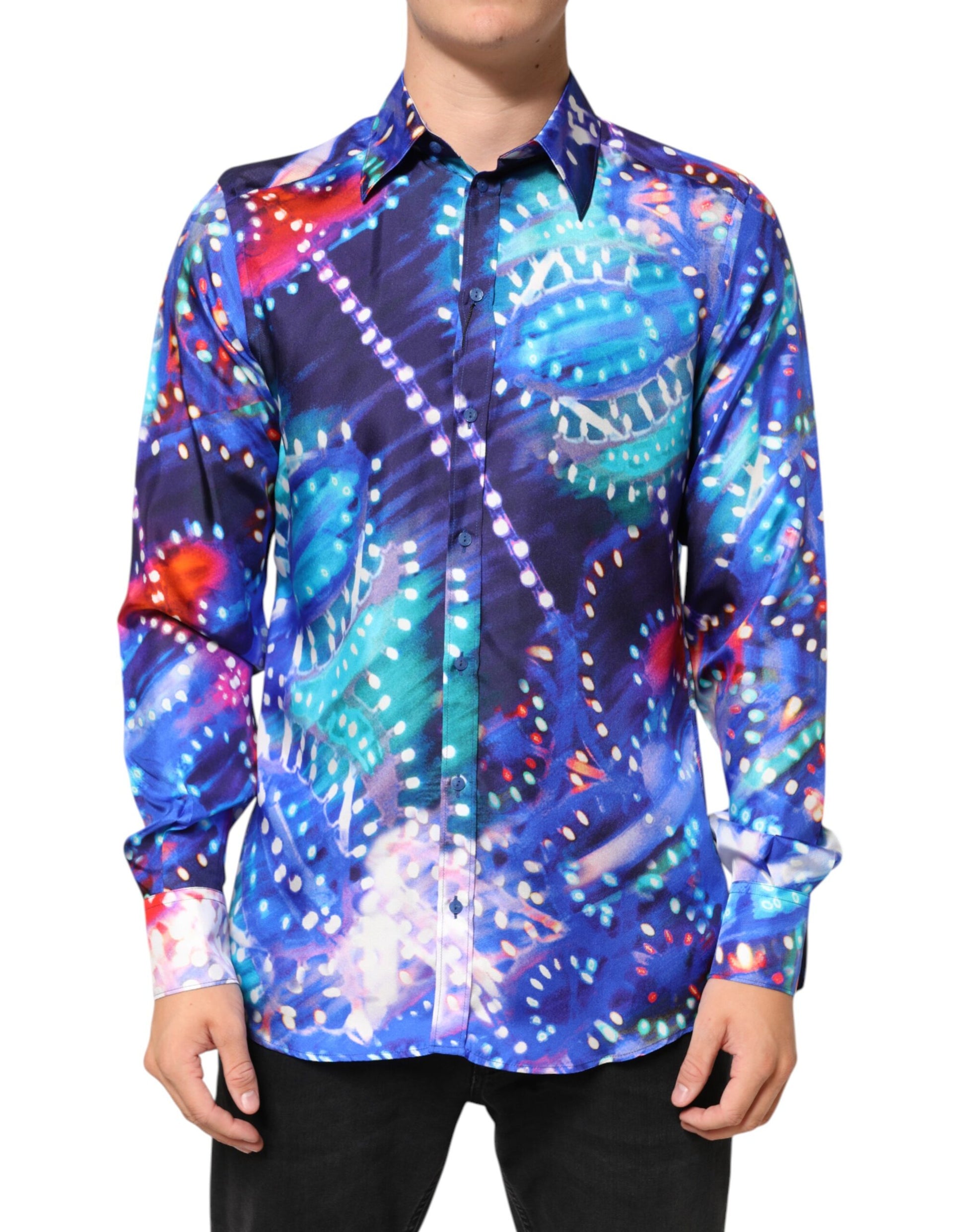 Multicolor Luminarie MARTINI Slim Men Shirt-Dolce & Gabbana-LabelTerrace.com