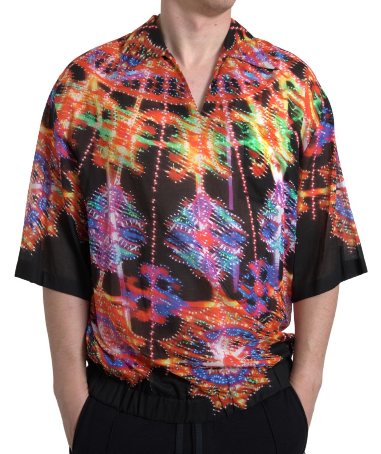 Multicolor Luminarie Print Men Cotton Shirt-Dolce & Gabbana-LabelTerrace.com