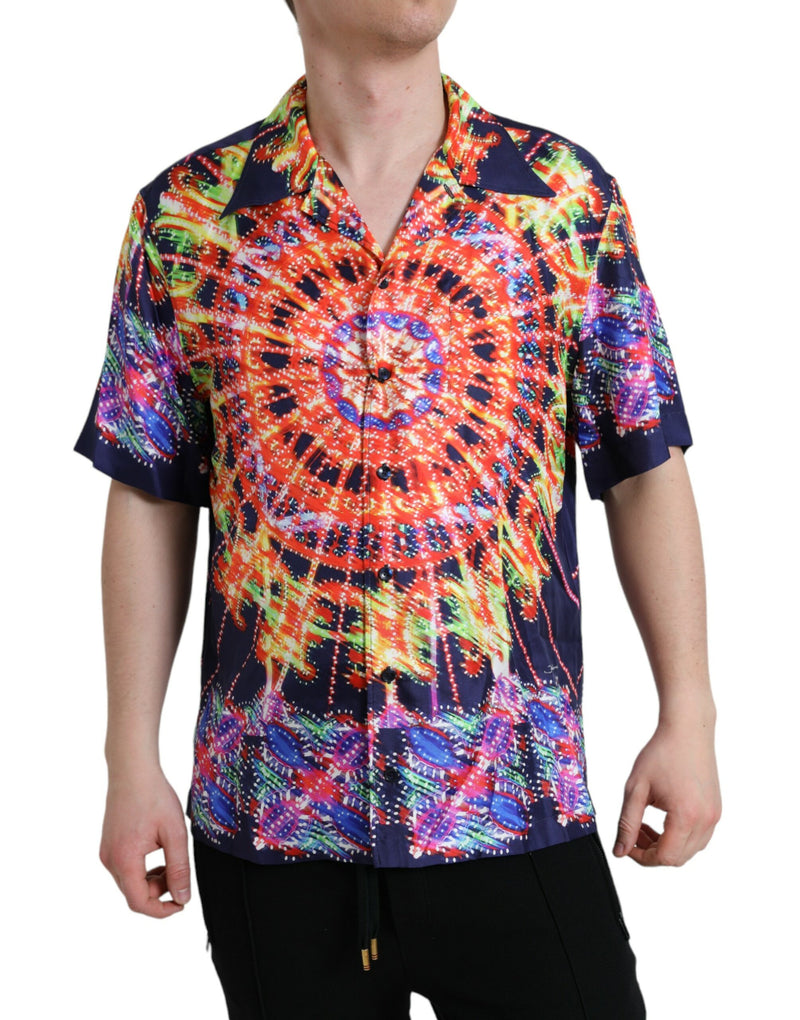 Multicolor Luminarie Silk Casual Shirt-Dolce & Gabbana-LabelTerrace.com