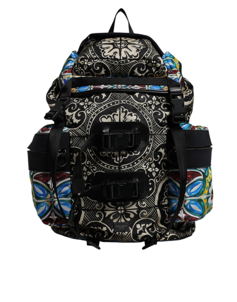 Multicolor Maiolica Print Nylon Backpack Bag-Dolce & Gabbana-LabelTerrace.com