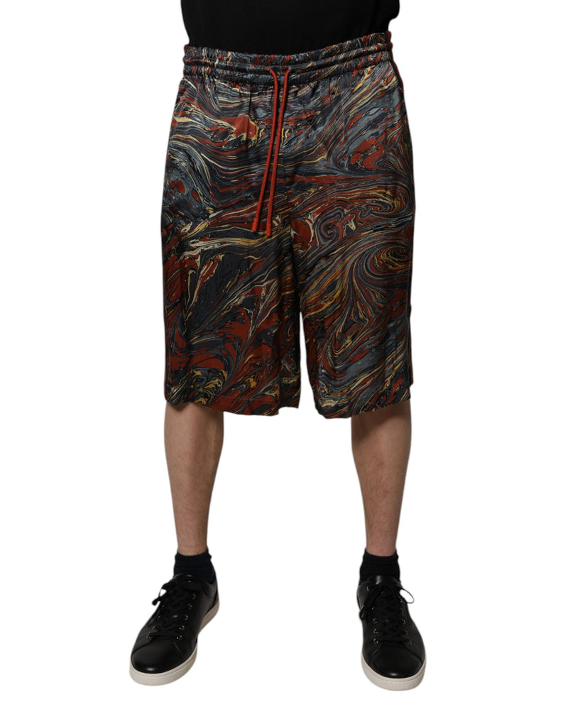 Multicolor Marble Print Trouser Bermuda Shorts-Dolce & Gabbana-LabelTerrace.com