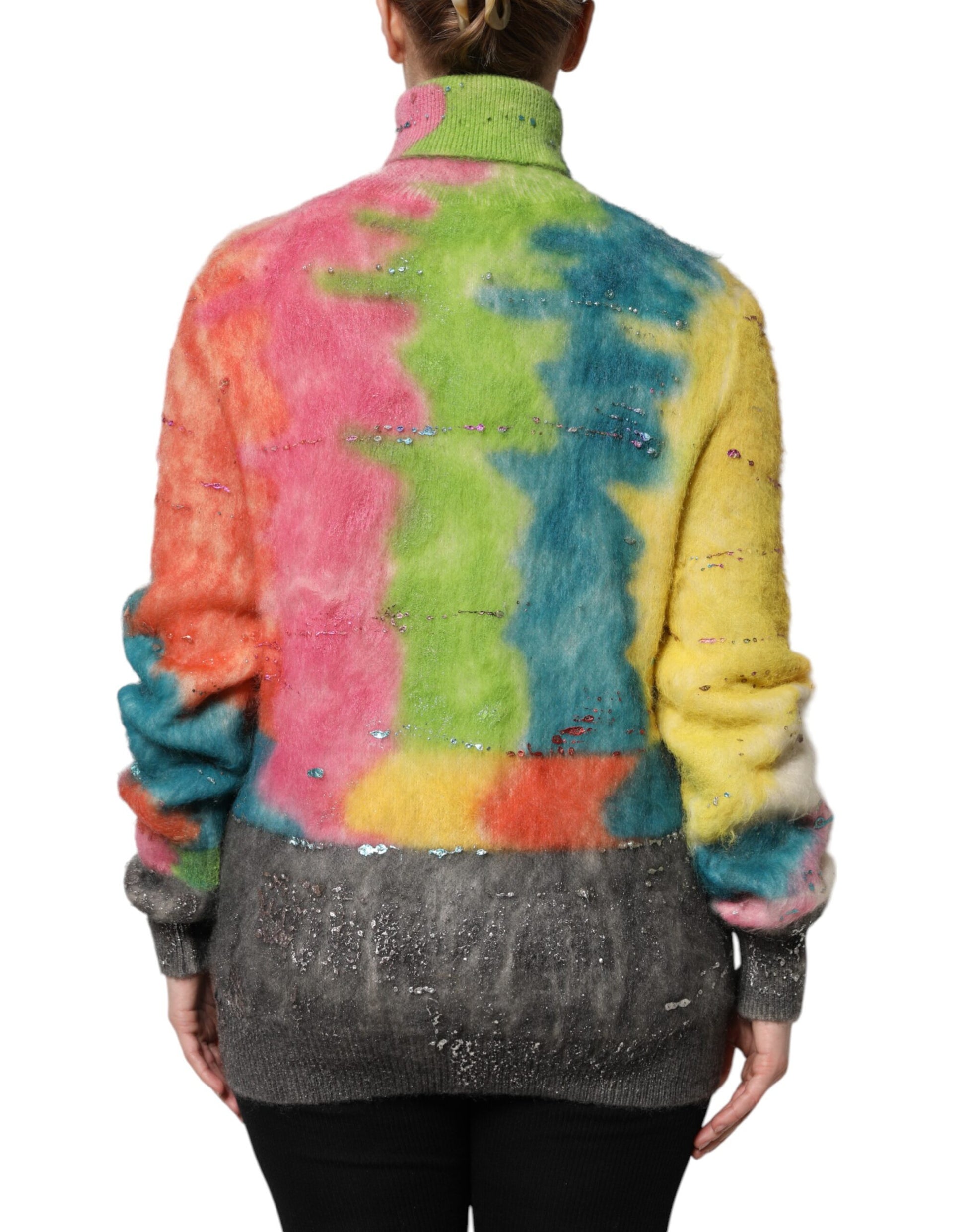 Multicolor Mohair Turtleneck Pullover Sweater-Dolce & Gabbana-LabelTerrace.com
