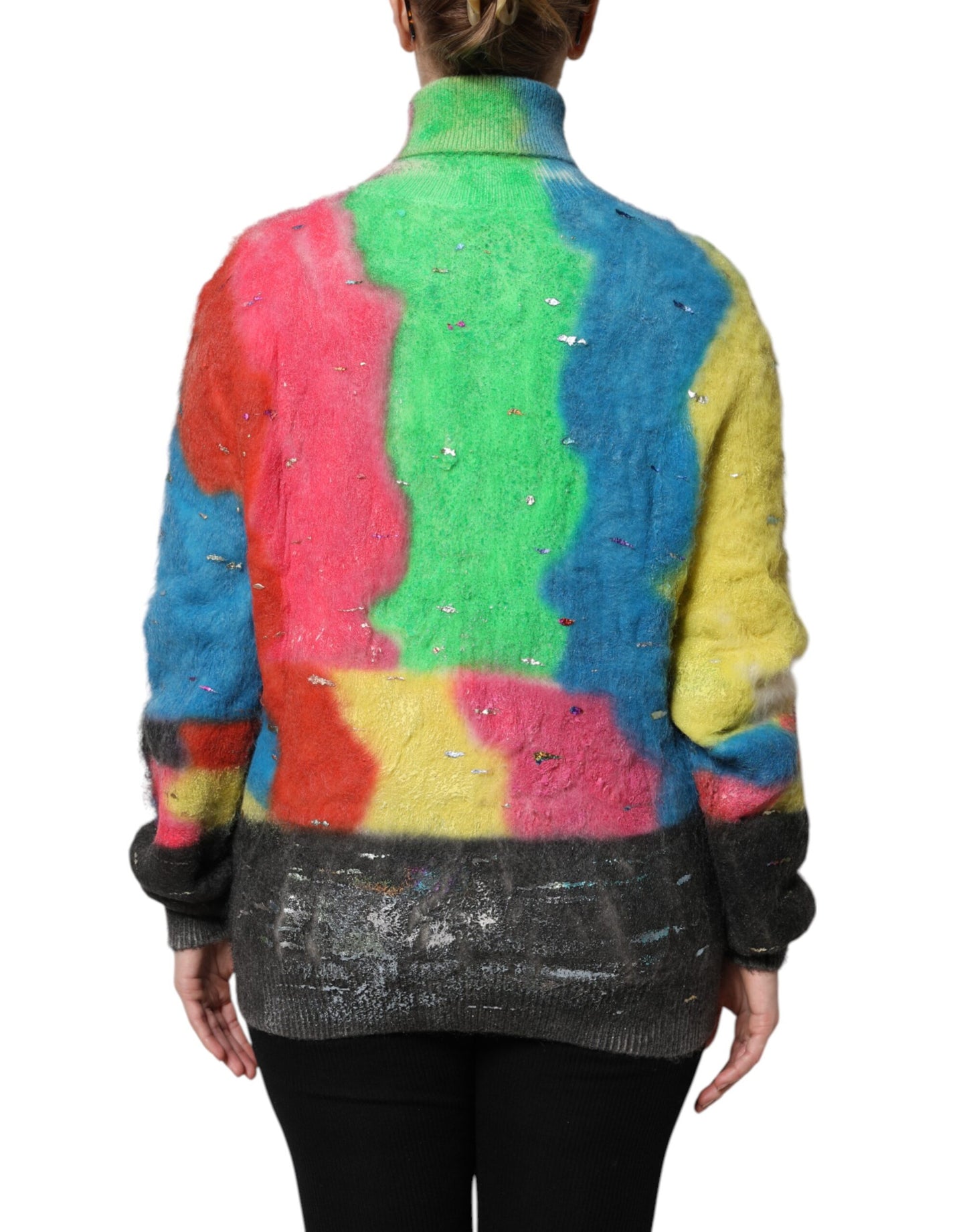 Multicolor Mohair Turtleneck Pullover Sweater-Dolce & Gabbana-LabelTerrace.com