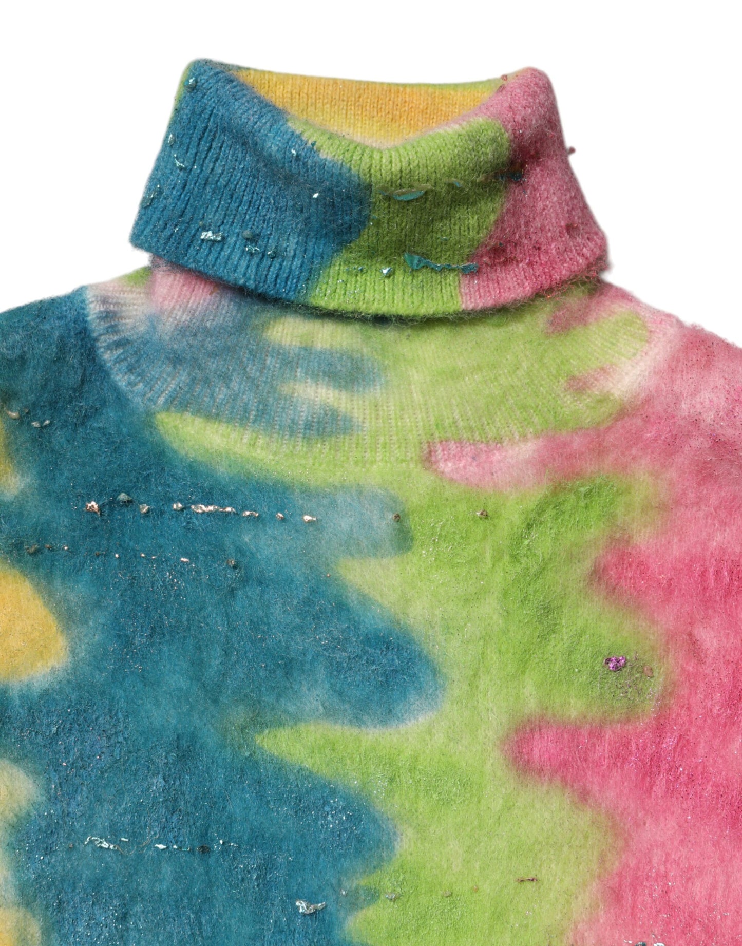 Multicolor Mohair Turtleneck Pullover Sweater-Dolce & Gabbana-LabelTerrace.com