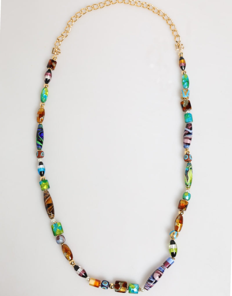 Multicolor Murano Glass Beads Brass Women Jewelry Necklace-Dolce & Gabbana-LabelTerrace.com