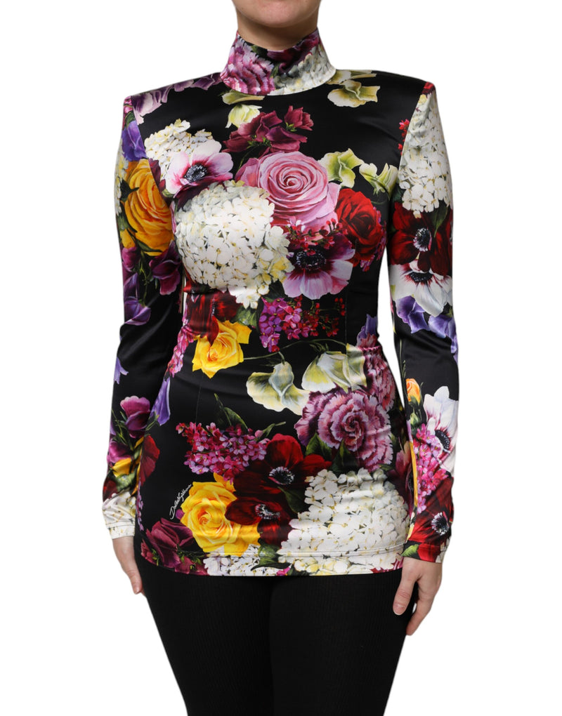 Multicolor Ortensies Long Sleeves Blouse Top-Dolce & Gabbana-LabelTerrace.com