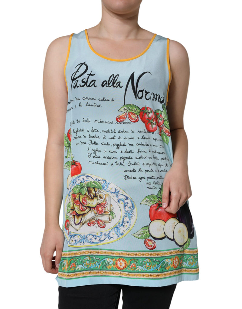Multicolor Pasta Alla Norma Print Tank Top-Dolce & Gabbana-LabelTerrace.com