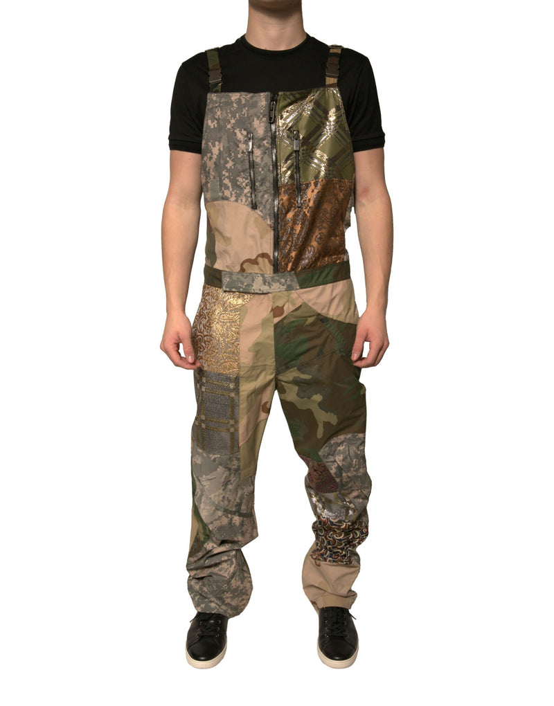 Multicolor Patchwork Camouflage Overall Pants-Dolce & Gabbana-LabelTerrace.com