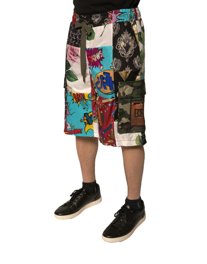 Multicolor Patchwork Cargo Bermuda Shorts-Dolce & Gabbana-LabelTerrace.com