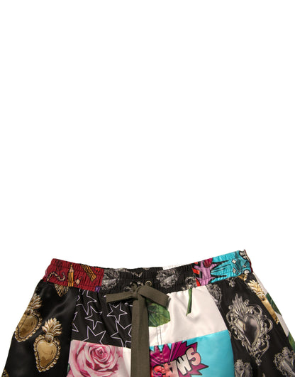 Multicolor Patchwork Cargo Bermuda Shorts-Dolce & Gabbana-LabelTerrace.com